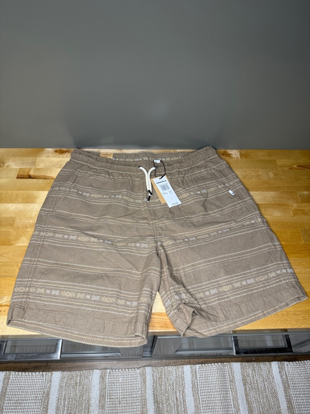 Quiksilver Brown Striped Pattern Swim Trunks